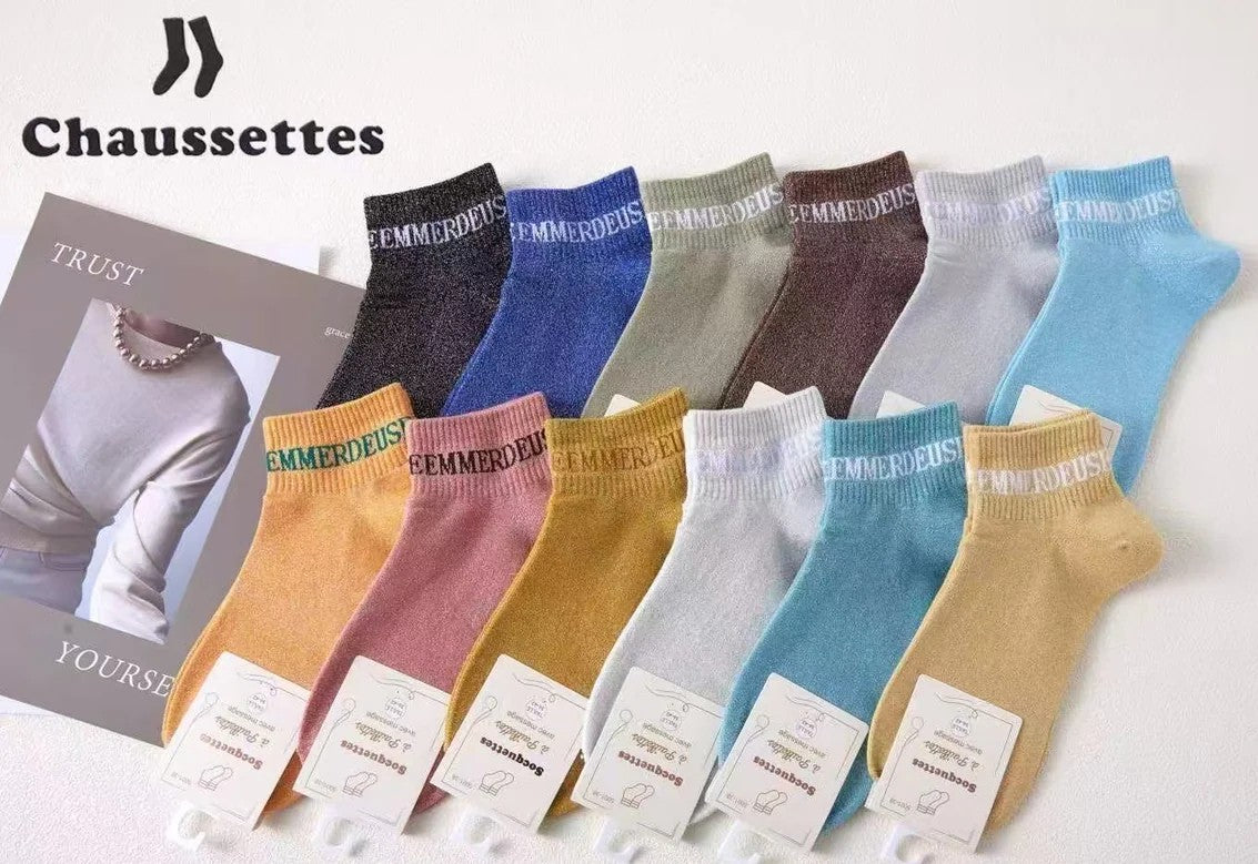 Chaussettes paillettes - " Emmerdeuses " - Différents coloris