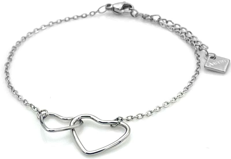 Bracelet - acier inoxydable - Argent - 16-21cm - Coeur