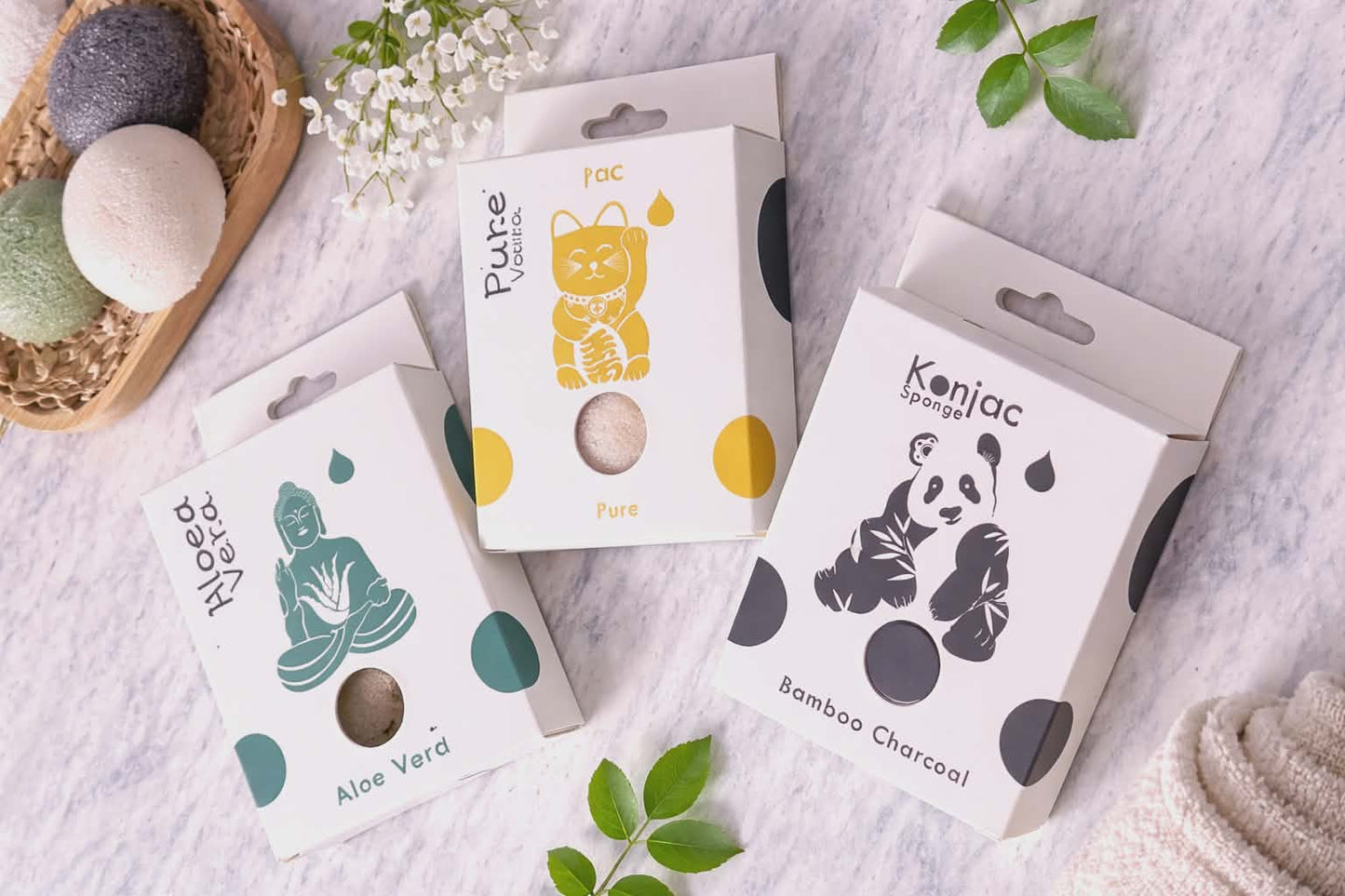Eponge de Konjac - 3 types